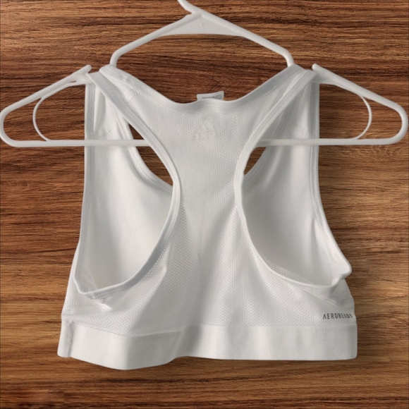 Adidas Girls White Sports Bra with Rainbow Logo - Picture 2 of 5